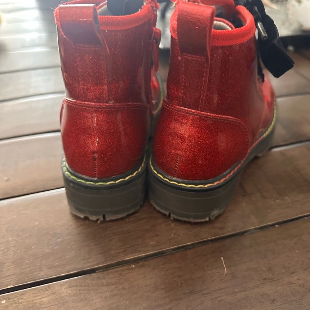 Kids Red Sparkle Ankle Boots - 11T - Picture 4 of 8